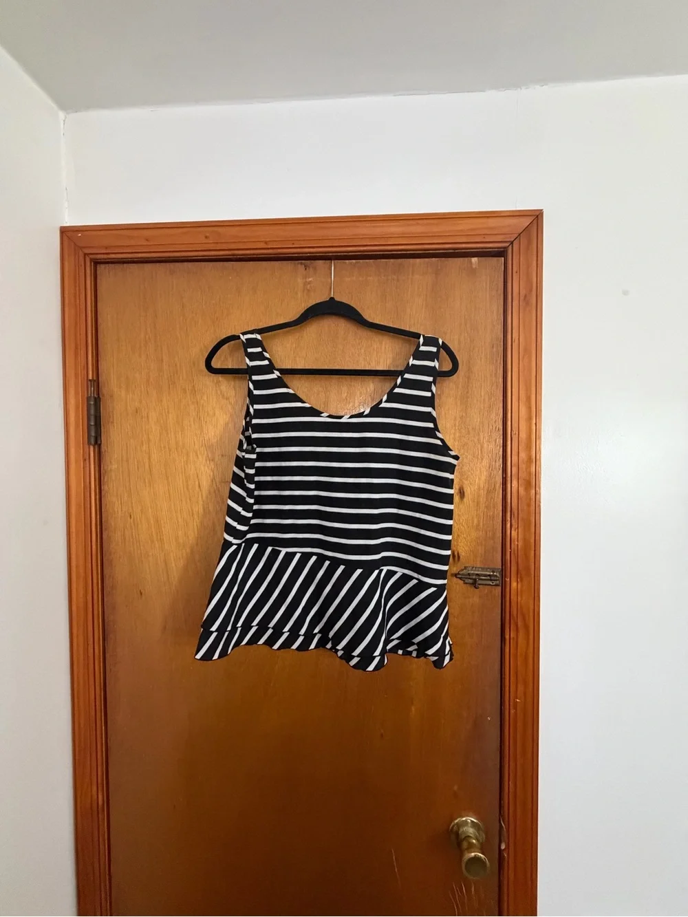 GAP Black and White Striped Peplum Tank
